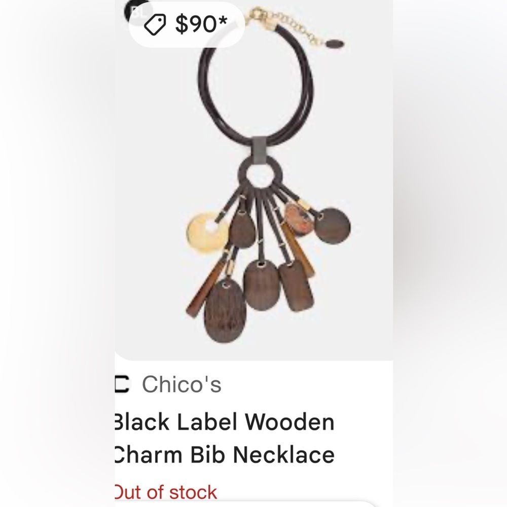Chicos statement wood metal bib necklace - Picture 5 of 12